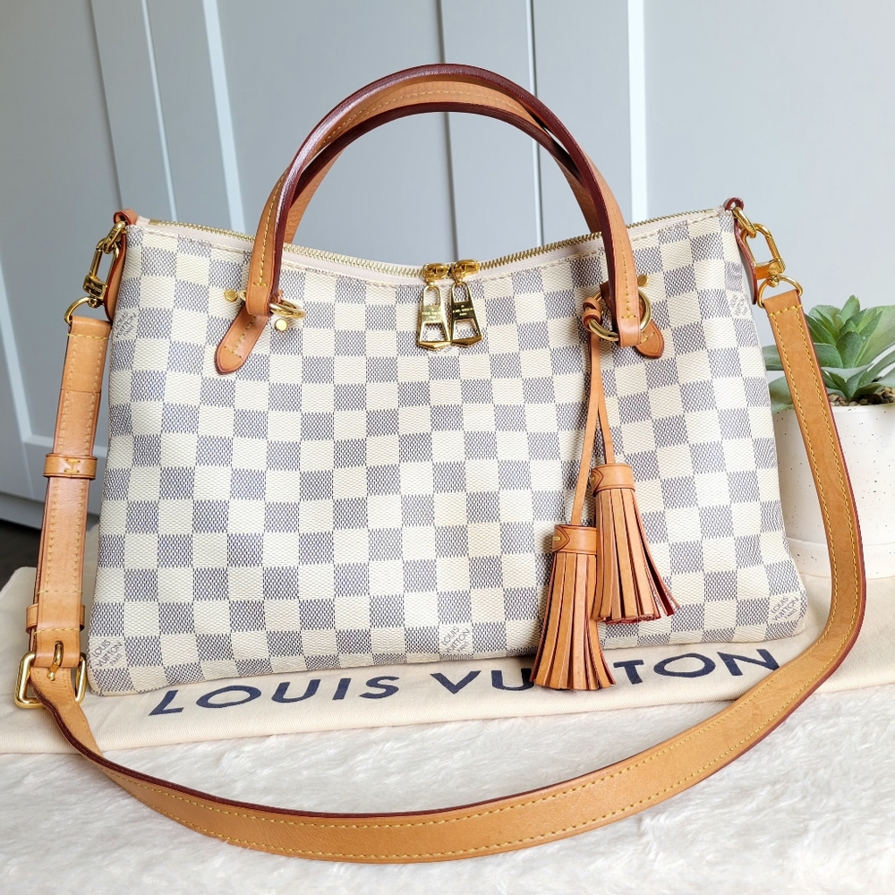 💕Beautiful DISCONTINUED Louis Vuitton Satchel Bag LYMINGTON Damier AZUR